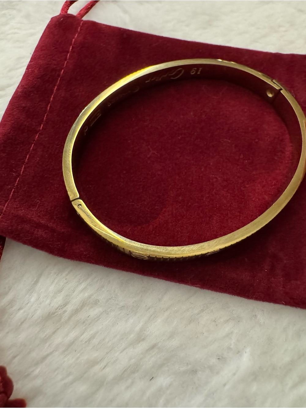 Gold Tone Engraved Bangle Bracelet- size 19